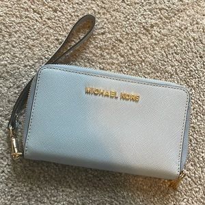 Michael Kors baby blue wallet wristlet
